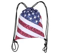 Angoily American Flag Drawstring Bag for Camping Portable Storage Pouch Patriotic Print for Outdoor Activities and Independence Day