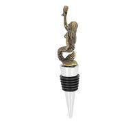 Angoily Antique Bronze Mermaid Wine Bottle Stopper Vacuum Seal Plug Airtight Decorative Beverage Bottle Stopper Reusable Metal Zinc Alloy Flat Bottom