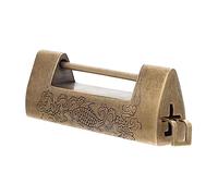 Angoily Antique Chinese Style Padlock Copper Lock with Vintage Engraved Design, Horizontal Latch for Jewelry Cabinets and Furniture, Compact and Lightweight