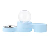 Angoily Automatic Dual Cat Bowl Pet Food and Water Dispenser with Stainless Steel Bowls, Blue Plastic Cat Water Feeder for Daily Feeding and Drinking Supplies