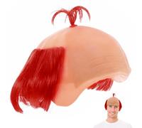 Angoily Bald Samurai Wig - Orange Novelty Fake Bald Cap Hairpiece - Funny Reusable Vinyl Costume Accessory for Cosplay Halloween Fancy Dress Prank Videos and Comedy Theatrical Performances