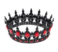 Angoily Baroque Black and Red Rhinestone Tiara Headband, Queen Crown Hair Accessory for Bride Wedding, Princess Prom Headpiece, Gothic Birthday Headdress for Women