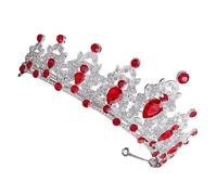 Angoily Baroque Crown Bridal Tiara Red Rhinestone Small Princess Headband Wedding Hair Accessory for Bride Prom Birthday Party