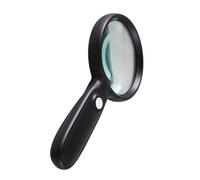 Angoily Battery Magnifier with Illuminated Lighted Glass 3x Handheld Magnifying Glass with Energy Efficient Lights Non-slip Grip Black for Exploring The Backyard and Science Lesson