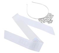 Angoily Birthday Crown Headband and White Iridescent Tulle Sash Set for Women - Glitter Princess Tiara Hair Accessory for Birthday Party Celebration