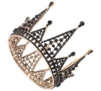 Angoily Black Gothic Style Crown Queen Tiara Vintage Alloy Headdress Firm Fit and Easy Wear for Ladies and Photography and Festivals