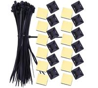Angoily Black Multi-Purpose Zip Tie Base Holders with Self Adhesive Mounts, Pe Material, High Toughness and Anti-Aging Cable Tie Organiser for Home and Office Use