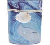 Angoily Blue Bay Pattern Glass Candle Holder, Aromatherapy Tea Light Container, Table Centerpiece Candlestick for Home Décor and Candle Drip Protection