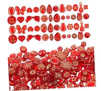 Angoily Bohemia Vintage Red Transparent Plastic Beads Mixed Shapes Golden Plated Floral Butterfly Teardrop Leaf Spacer Beads for Jewellery Making Bracelets DIY Craft