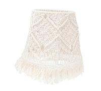 Angoily Bohemian Macrame Lamp Shade Cotton Woven Floor Light Cover Tassel Design Handmade Rustic Lampshade for Bedroom Living Room Fits Modern and Retro Interiors (White)