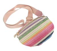 Angoily Bohemian Waist Bag for Women Small Fanny Pack with Woven Pp Material, Quick Access Design, Easy to Open Or Close, Casual Waist Pouch for Outdoor Running and Travel