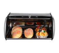 Angoily Bread Organizer Multi-Function Kitchen Bread Bin Grey Stainless Container for Utensils and Food Storage