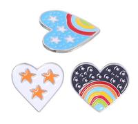 Angoily Brooch for Casual Outings and Festive Celebrations 3pcs Rainbow Star Heart Shape Pins Wear Resistant Zinc Alloy Fadeproof Glossy Finish for Clothes and Hats