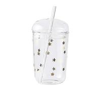 Angoily Bubble Tea Cup with Lid and Straw, Clear Aesthetic Cup, Reuasble Drinking Glasses Coffee Cup for Bubble Tea Juice Iced Coffee