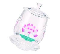 Angoily Buddhist Offering Cup Crystal Glass Lotus-holy Water Cup Gold Lotus Pattern for Temple Worship and Home Altar Use