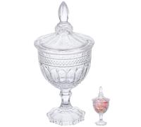 Angoily Candy Bowl with Glass Base and Lid Transparent Candy Bowls Crystal Sweet Glass Biscuit Tin Decorative Pharmacy Glass Candy Buffet Container for Buffet Party Home Office