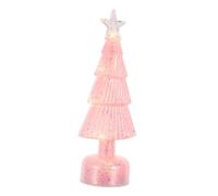 Angoily Candy Color Mini LED Tabletop Christmas Tree Night Light Battery Operated Glowing Holiday Desk Decor for Energy Saving Portable Xmas Scene Accent in Rose Pink