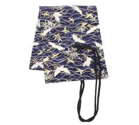 Angoily Canvas Pencil Roll up Case Large Capacity Pen Bag Gold Print Winter Blue Crane Design 48 Holes Portable Pencil Organizer for Students and Artists