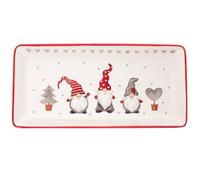 Angoily Ceramic Christmas Serving Trays with Christmas Gnome Design, Rectangular Porcelain Christmas Dinner Plates Salad Dessert Tray, 11. 2X5. 3