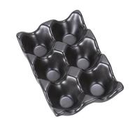 Angoily Ceramic Egg Holder 6 Grids Egg Storage Container Black Anti-slip Shockproof for Kitchen