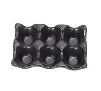 Angoily Ceramic Egg Storage Container 6 Grids Black Refrigerator Egg Holder Shockproof Non-slip for Fridge