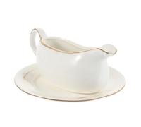 Angoily Ceramic Gravy Boat with Tray Large White Porcelain Sauce Jug for Serving Gravy Vinegar and Spices Easy to Clean and Drip-Resistant Kitchen Container for Dining Table Elegance
