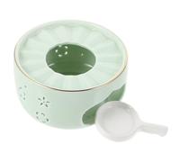 Angoily Ceramic Tea Warmer Candle Holder, Light Green Teapot Heating Base for Glass Teapots, Delicate Tea Heating Stove Suitable for Home and Restaurant Use