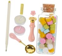 Angoily Cherry Blossom Wax Seal Stamp with Handle and Wax Beads DIY Scrapbooking Stamps for Wedding Invitations Cards Envelopes Creative Handmade Sealing Craft Kit