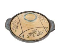 Angoily Chinese Clay Pot For Cooking - 450ml One People Suitable Slow Stews Casserole - Patterned Round Earthenware Cooker For Asian Cuisine Family Dinner Gathering Use