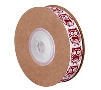 Angoily Christmas Owl Print Cotton Ribbon 10M Roll for Wrapping, Clothing Edging, Party Decoration, DIY Craft Tape with Festive Holiday Design