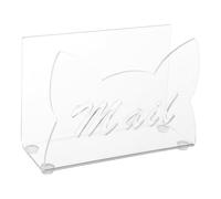 Angoily Clear Acrylic Mail Sorter Organizer with Cat Shaped Design Desktop Letter Holder for Envelopes Postcards and Documents Space Saving File Stand for Office and Home Desk