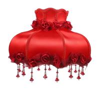 Angoily Cloth Lamp Shade European Style Lampshade with Bead Tassel Fabric Scallop Dome Lamp Shades Floral Lamp Shade Replacement for Floor Lamps Sconce Table Lamps Red