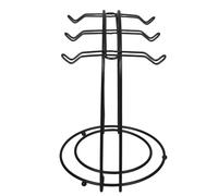 Angoily Coffee Cup Saucer Stand with Metal Hooks and Stable Round Base for Kitchen Counter Tea and Coffee Station Organizer Black Iron Mug Holder