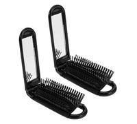 Angoily Compact Foldable Travel Hair Brush Antistatic Bristles 2pcs with Mirror Portable Mini Pocket Comb Abs Material for Purse Suitable for Women and Men