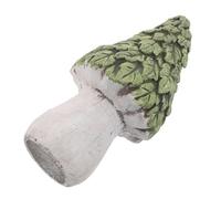 Angoily Concrete Mushroom Garden Statue Outdoor Fairy Garden Decor with Green Leaf Design Lightweight Tabletop Figurine for Patio and Indoor Courtyard Magical Plant Sculpture