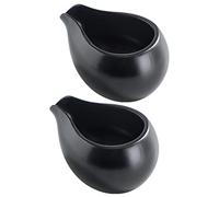 Angoily Cream Dispenser 2Pcs Ceramic Cream Jug Porcelain Sugar Creamer Small Porcelain Cream Pitchers with Handle for Coffee Tea Milk Jams Sauces Coffee Milk Jug, Black, (5201V14R47)