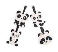 Angoily Creative Cartoon Panda Luggage Tags Set of 4pcs Made of Sturdy PVC Material in White Colour for Travel Use, Easy Carrying with Space to Write Name and Address