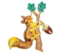Angoily Creative Golden Alloy Squirrel Brooch Pin for Clothes, Novelty and Eye-catching Cartoon Animal Badge, Accessory for Shirts and Different Occasions