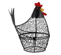 Angoily Creative Iron Chicken Egg Basket with Lid Black Farmhouse Style Kitchen Egg Storage Container for Home Organization