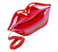 Angoily Creative Red-Lips Corded Phone, Lightweight ABS Desktop Ornament, Home Décor Prop, Stylish Red Lip Shaped Landline Telephone for Tabletop Display
