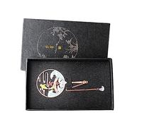 Angoily Creative Round Metal Bookmark with Tassel Decor Chinese Design Brass Book Label for Home School Office for Readers Students and Writers Random Style