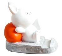 Angoily Cute Bunny Cellphone Holder Made of White Synthetic Resin for Desktop Use, Featuring Stable Standing and Hands-free Viewing, as An Adorable Cartoon Rabbit Phone Stand