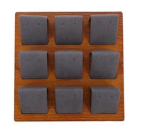 Angoily Dark Grey Wooden Earring Display Stand Velvet Leather Jewelry Rack 9 Positions for Earrings Storage and Display