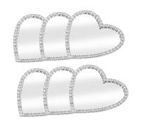 Angoily Decal with Mirror for Phone Rhinestone Smartphone 6pcs Heart-shaped Case Portable Pocket Accessory Metal and Glass Material Makeup DIY and Travel