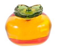 Angoily Delicate Glass Persimmon Figurine Yellow Desktop Ornament Decorative Glass Persimmon Craft for Home Decor and Party Favors