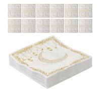 Angoily Disposable Paper Napkins White 100pcs Moon Print with Optimal Grip and Effortless Post-Event Cleaning Decorative Tissue for Wedding Reception for Elegant Party Tableware