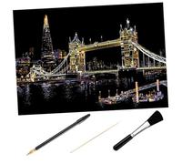 Angoily DIY London Tower Bridge Night View Scratch Painting Kit with Tools Scratch Drawing Paper for Creative Art Craft Imagination Development Easy Scratch-Off Design