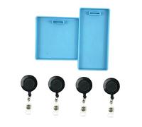 Angoily DIY Silicone Work Badge Mold Set for Id Card Holders Durable Square and Rectangle Name Badge Casting Molds Safe for Polymer Wax Crafting Kit for Office and Personal Use