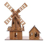 Angoily DIY Windmill Puzzle Kit Stem Science Experiment Model with Handmade House Assembly Educational Craft for Family Bonding and Creative Building Projects