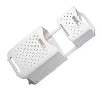 Angoily Double Layer Laundry Cart Dirt Clothes Basket Plastic Large Capacity with Wheel for Family Storage of Clothes Nursery